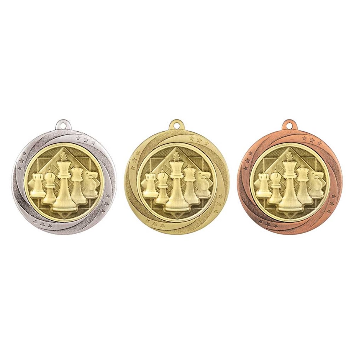 Superstar 60mm Chess Medal in Gold, Silver & Bronze MM25040