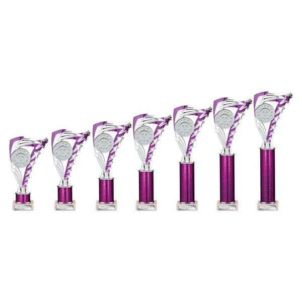 Silver and Purple Star Award on Purple Tube and Marble Base TR24519