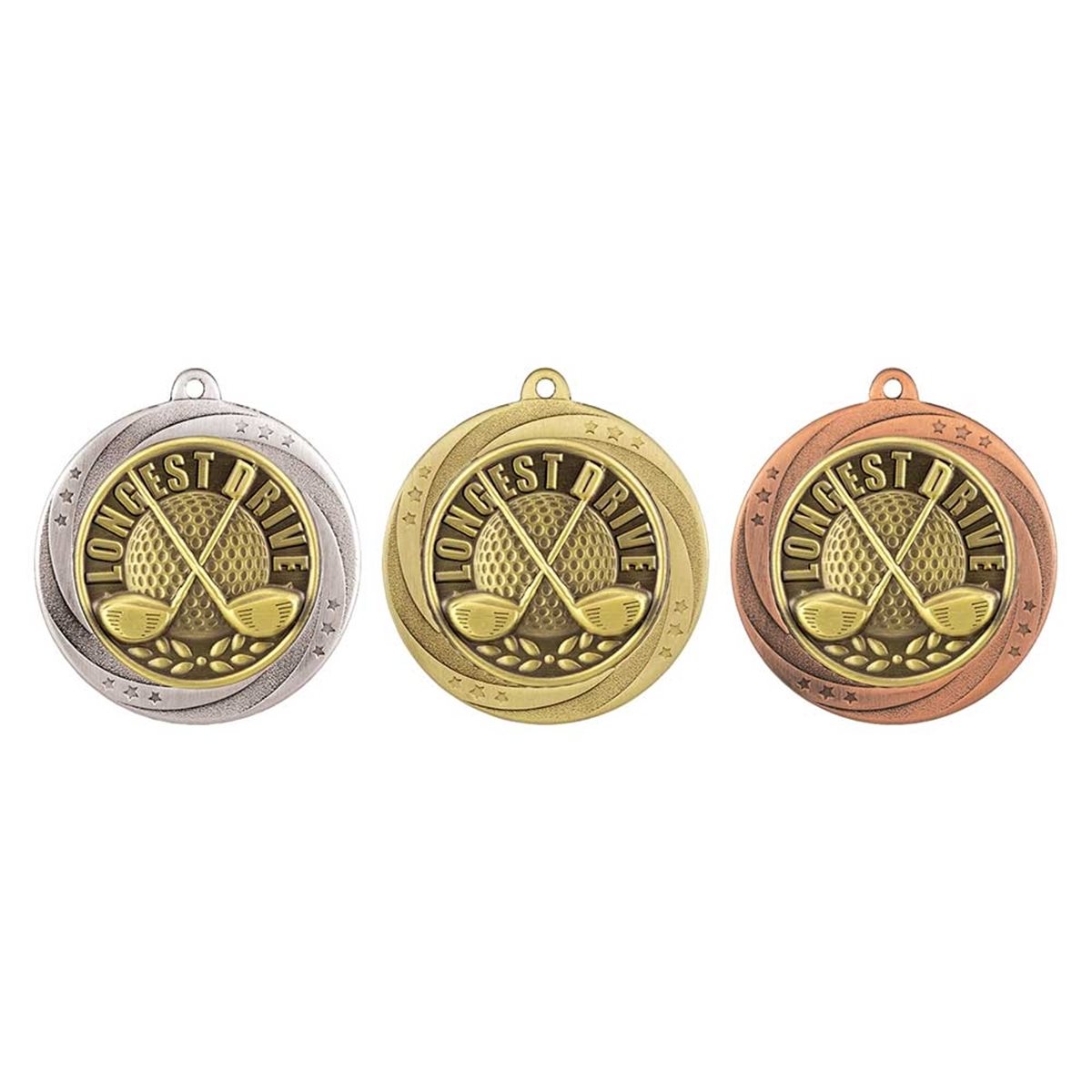 Superstar 60mm Longest Drive Medal in Gold, Silver & Bronze MM25186