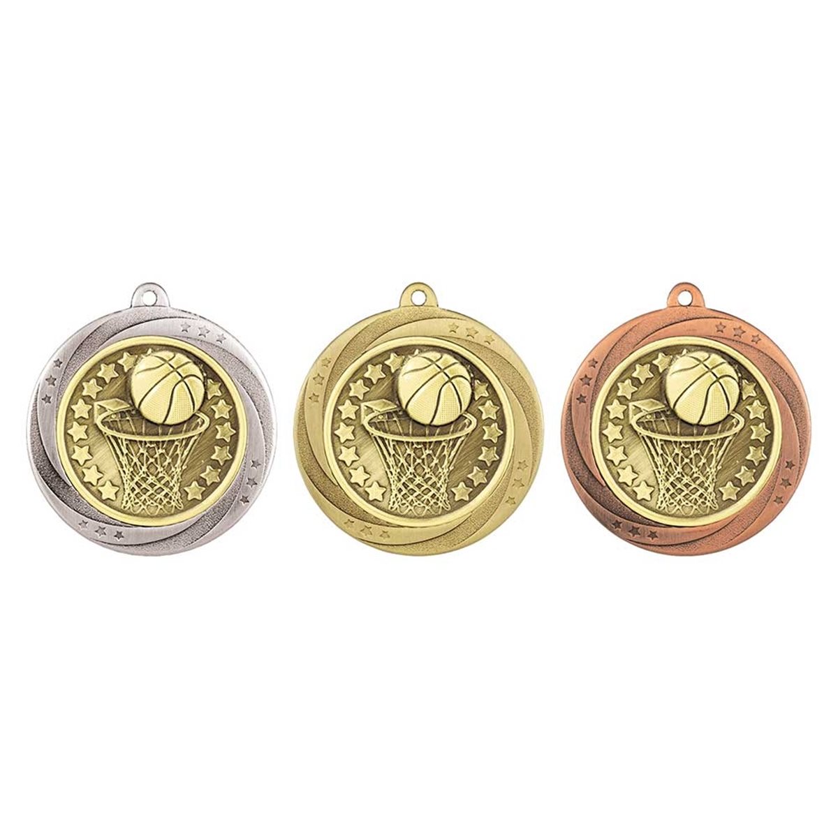 Superstar 60mm Basketball Medal in Gold, Silver & Bronze MM25037