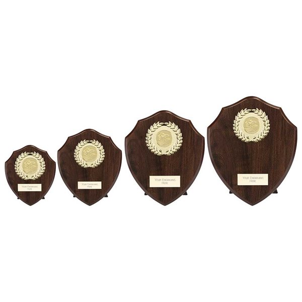 Mahogany Wooden Shield with Gold Trim PL24568