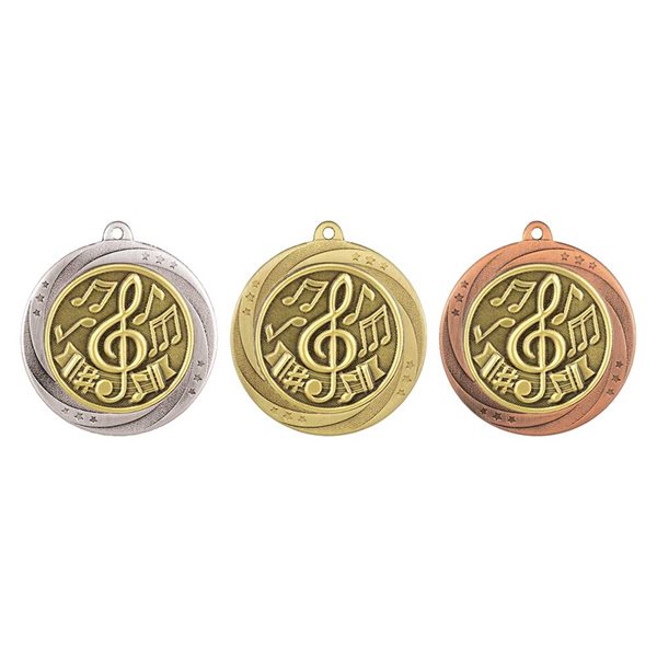 Superstar 60mm Music Medal in Gold, Silver & Bronze MM25069