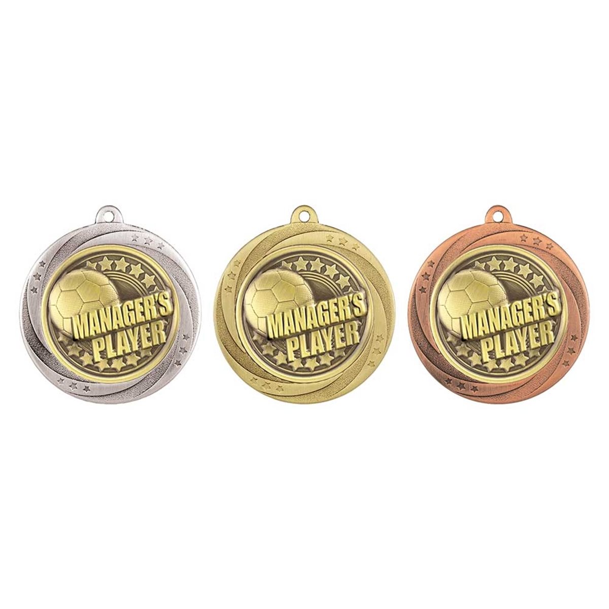 Superstar 60mm Managers Player Medal in Gold, Silver & Bronze MM25051