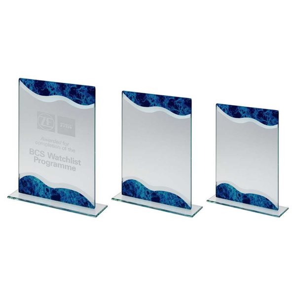 Jade Blue/Clear Glass Award 4mm Thick BG3