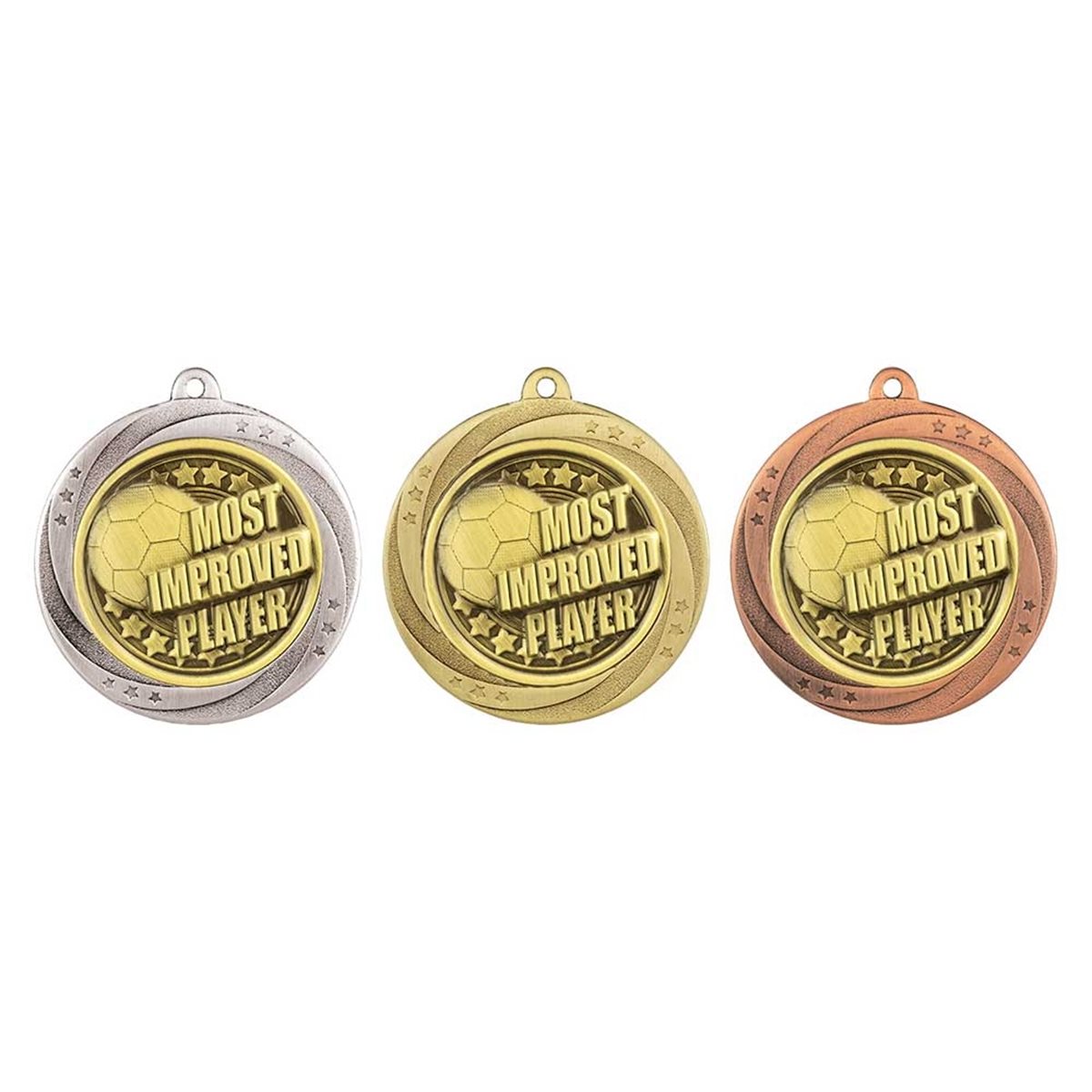 Superstar 60mm Most Improved Medal in Gold, Silver & Bronze MM25053