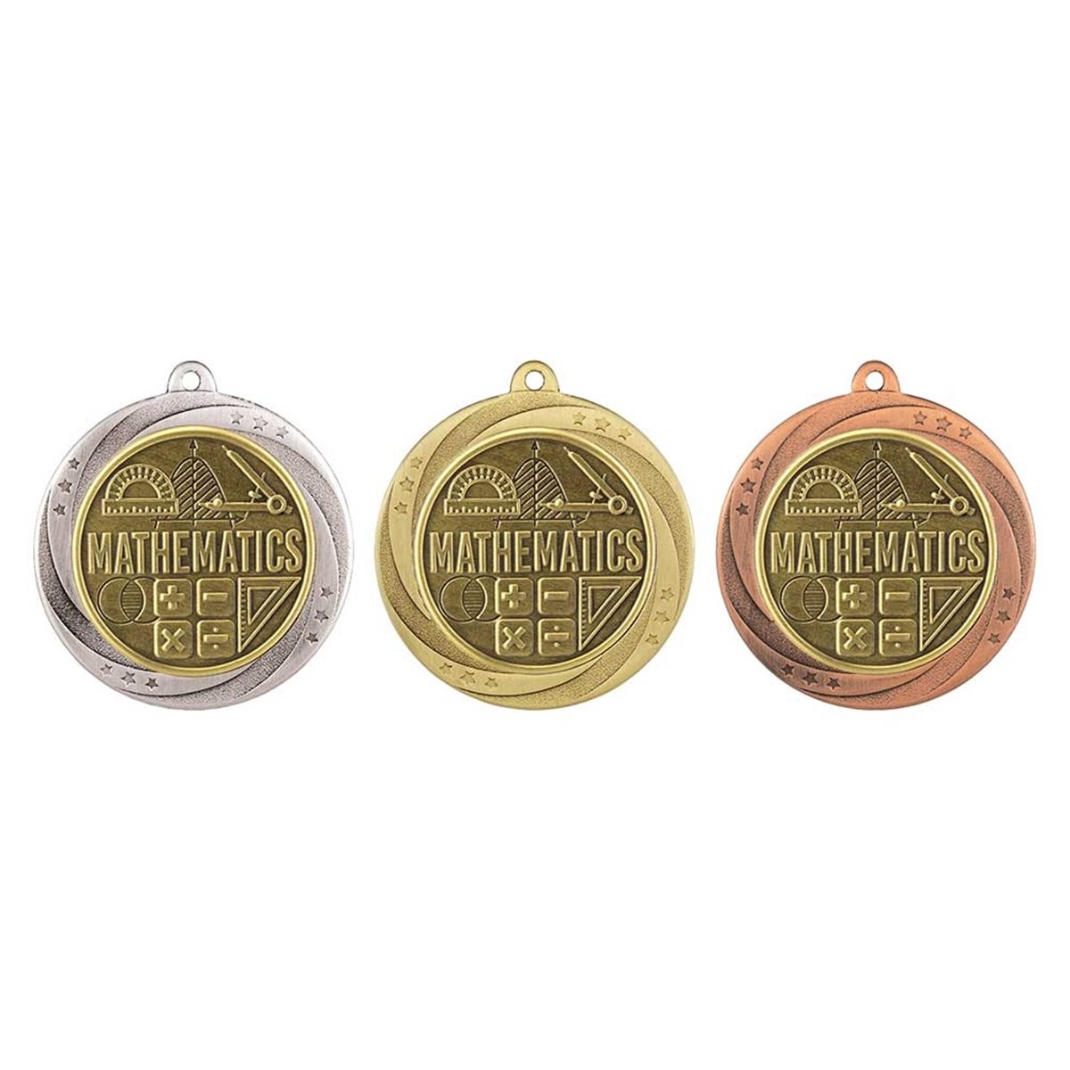 Superstar 60mm Maths Medal in Gold, Silver & Bronze MM25172