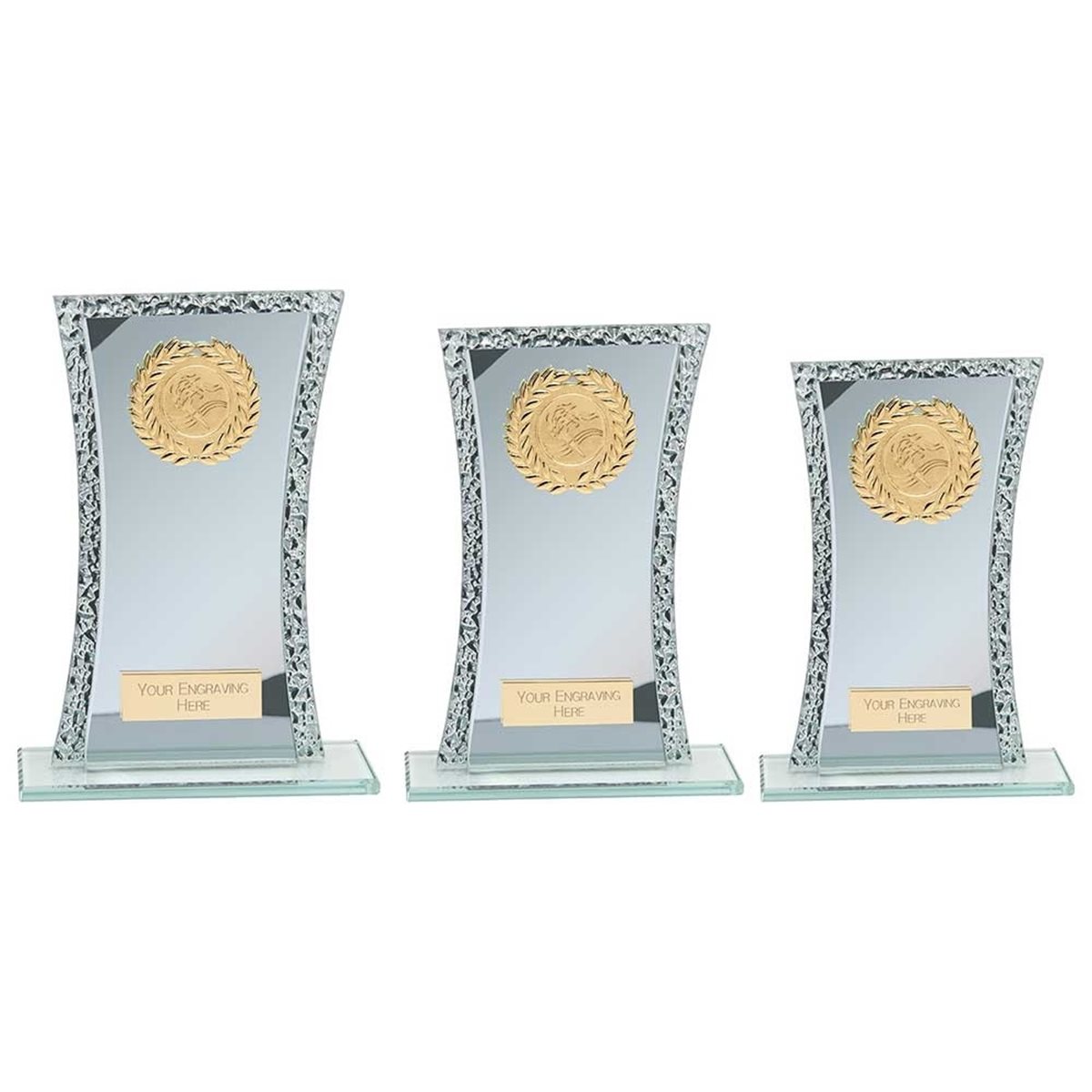 Clear Mirror Glass Award with Wreath CR24593