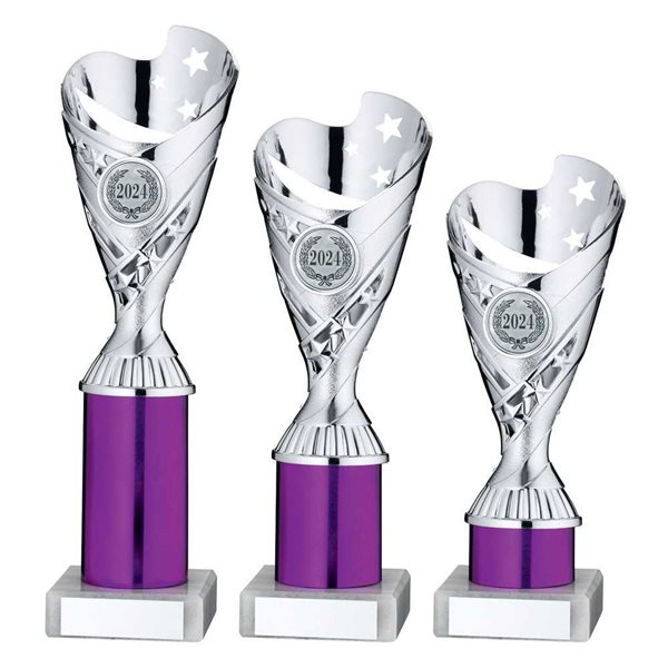 Silver and Purple Star Column Award on Marble Base JR34-TYC913