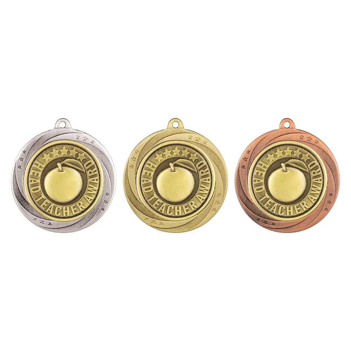 Superstar 60mm Head Teacher Medal in Gold, Silver & Bronze MM25176