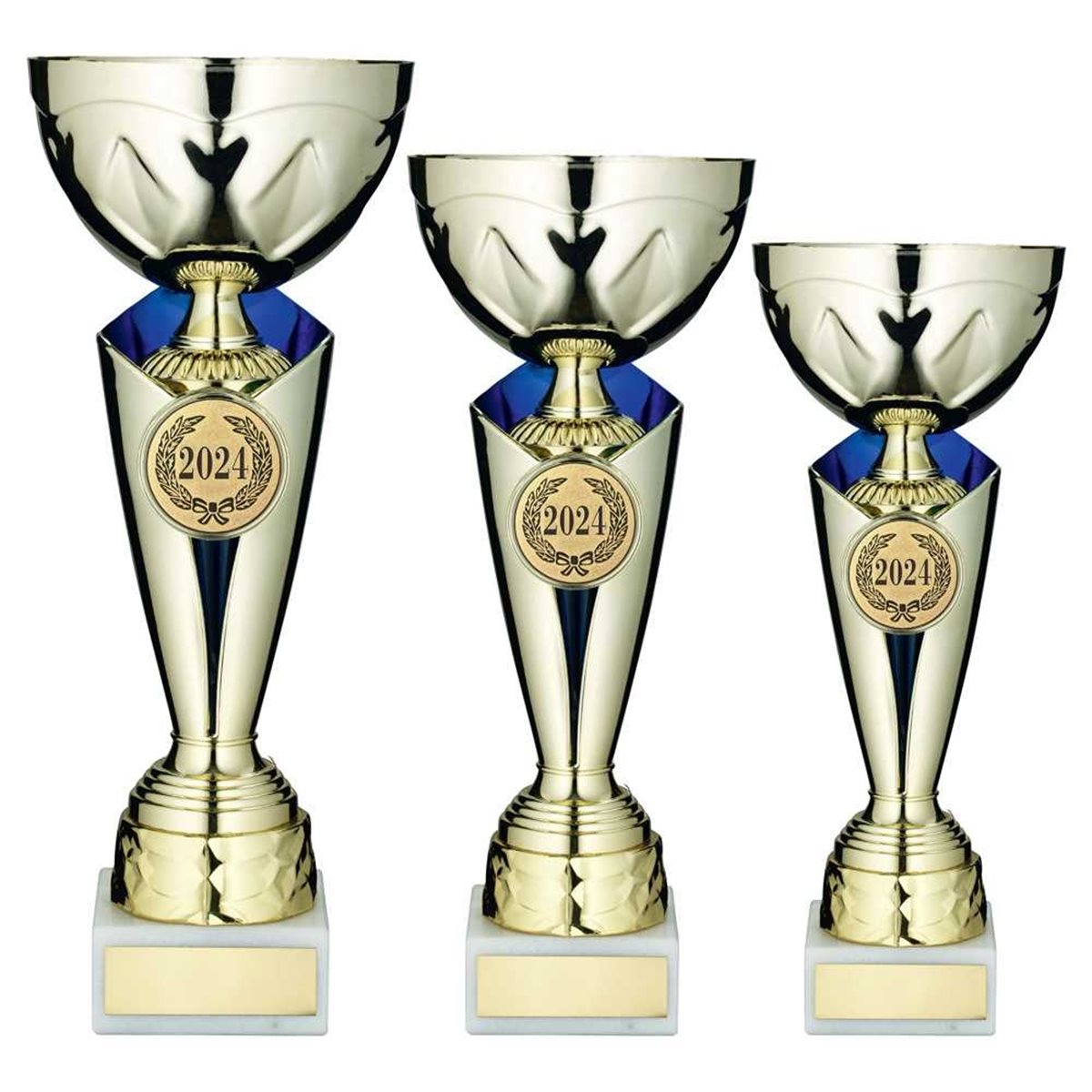 Gold and Blue Trophy Cup on Marble Base JR22-AC17