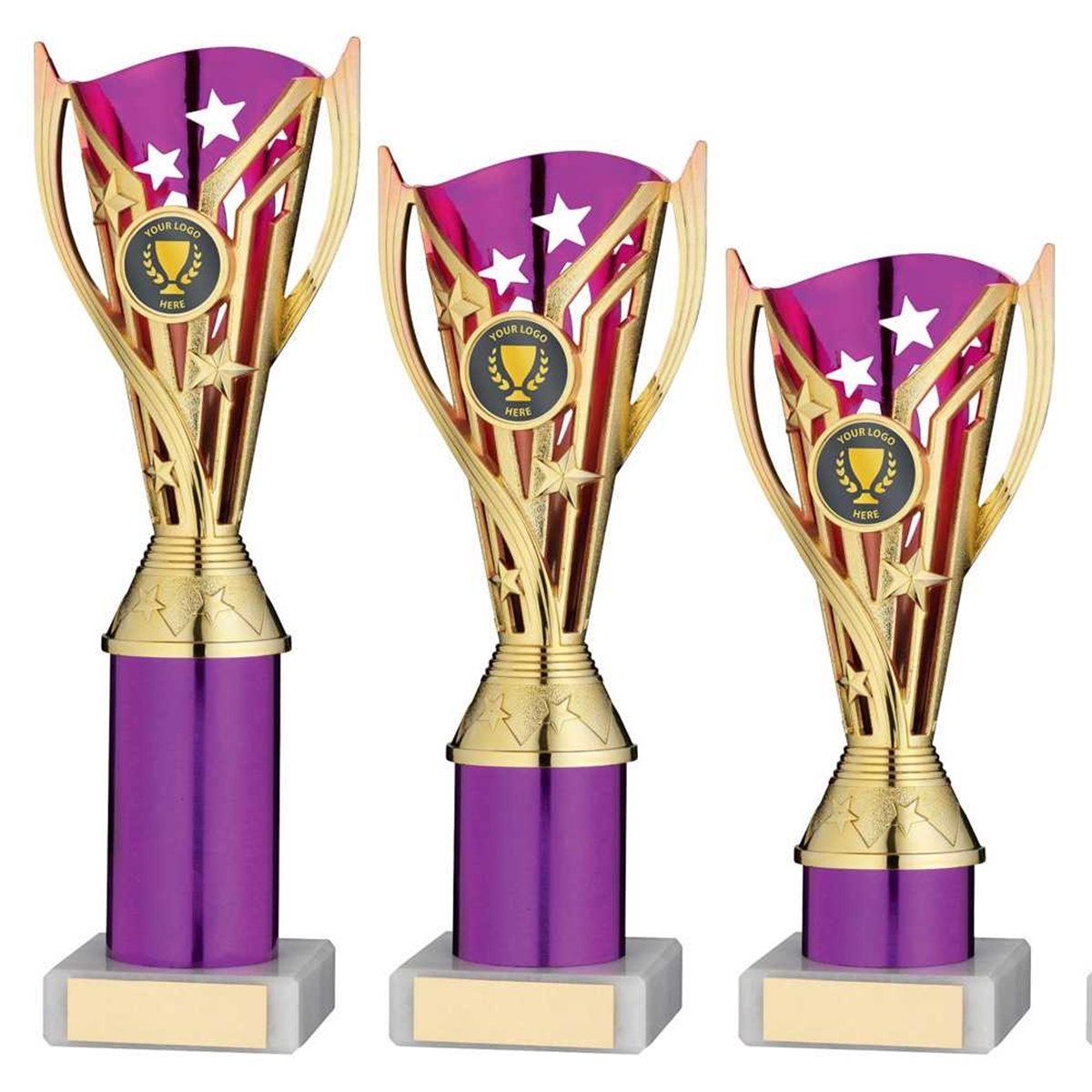 Purple and Gold Star Column Award on Marble Base JR34-TYC880