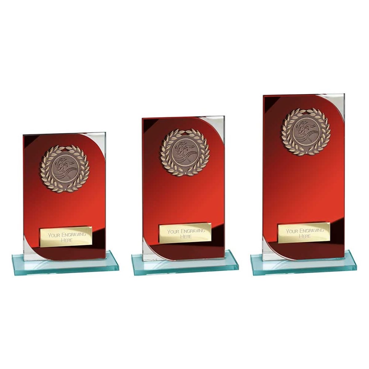 Red Mirror Glass Award with Wreath CR25652