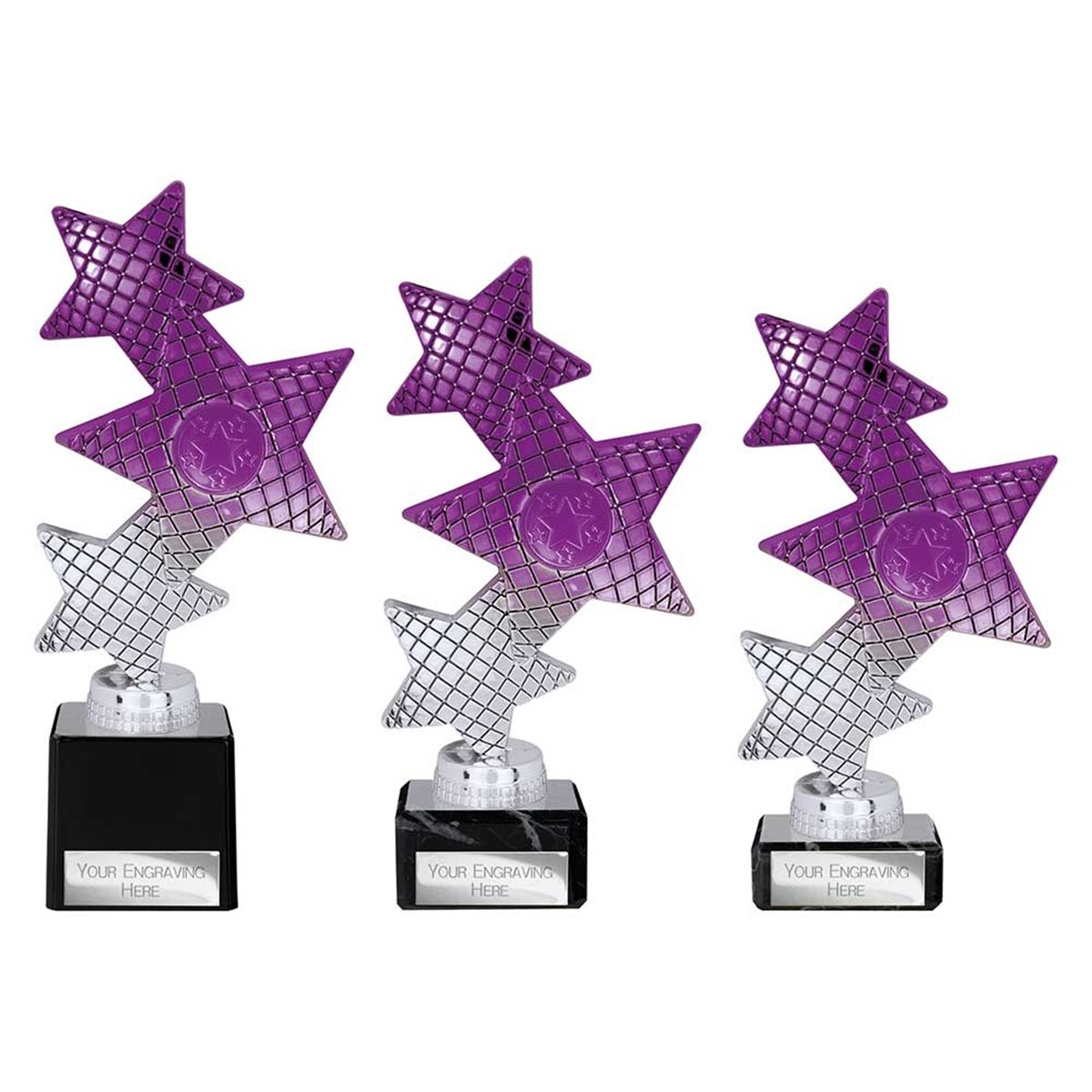 Silver & Purple Premium Star Award on Marble Base TR25594