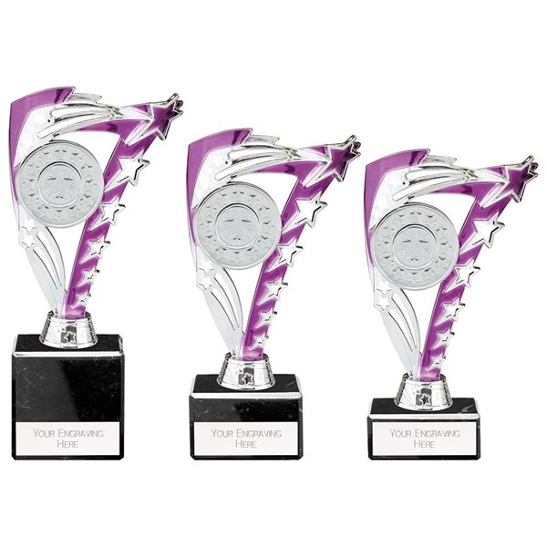 Silver and Purple Star Award on Marble Base TR24513