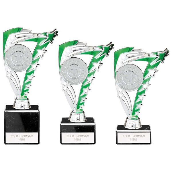 Silver and Green Star Award on Marble Base TR24613