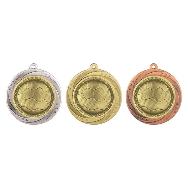 Superstar 60mm Football Medal in Gold, Silver & Bronze MM25052