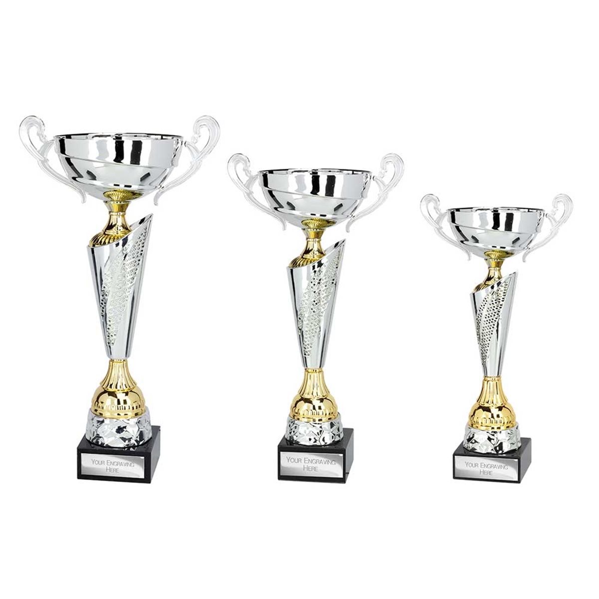 Silver & Gold Trophy Cup on marble base TR25356