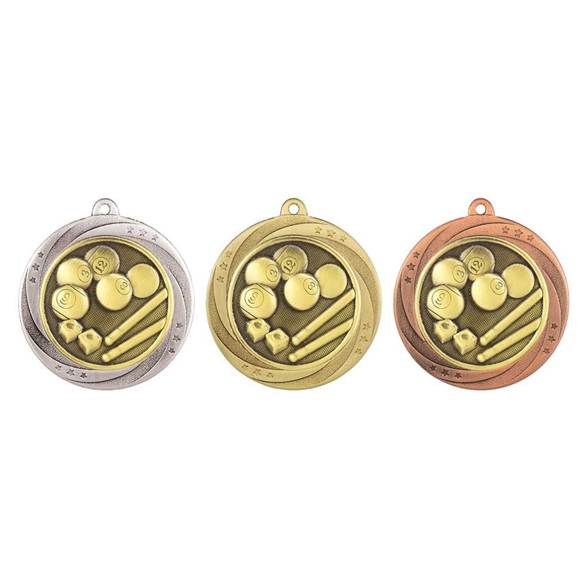 Superstar 60mm Pool Medal in Gold, Silver & Bronze MM25073