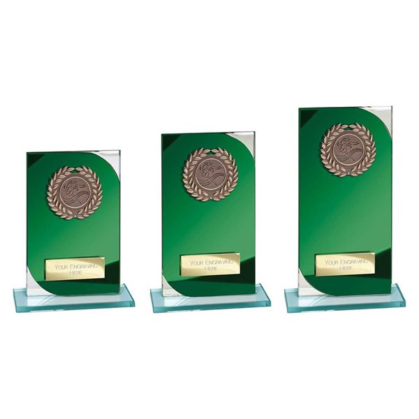 Green Mirror Glass Award with Wreath CR25653