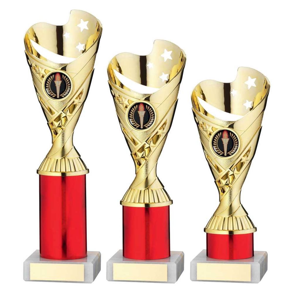 Red and Gold Star Column Award on Marble Base JR34-TYC902