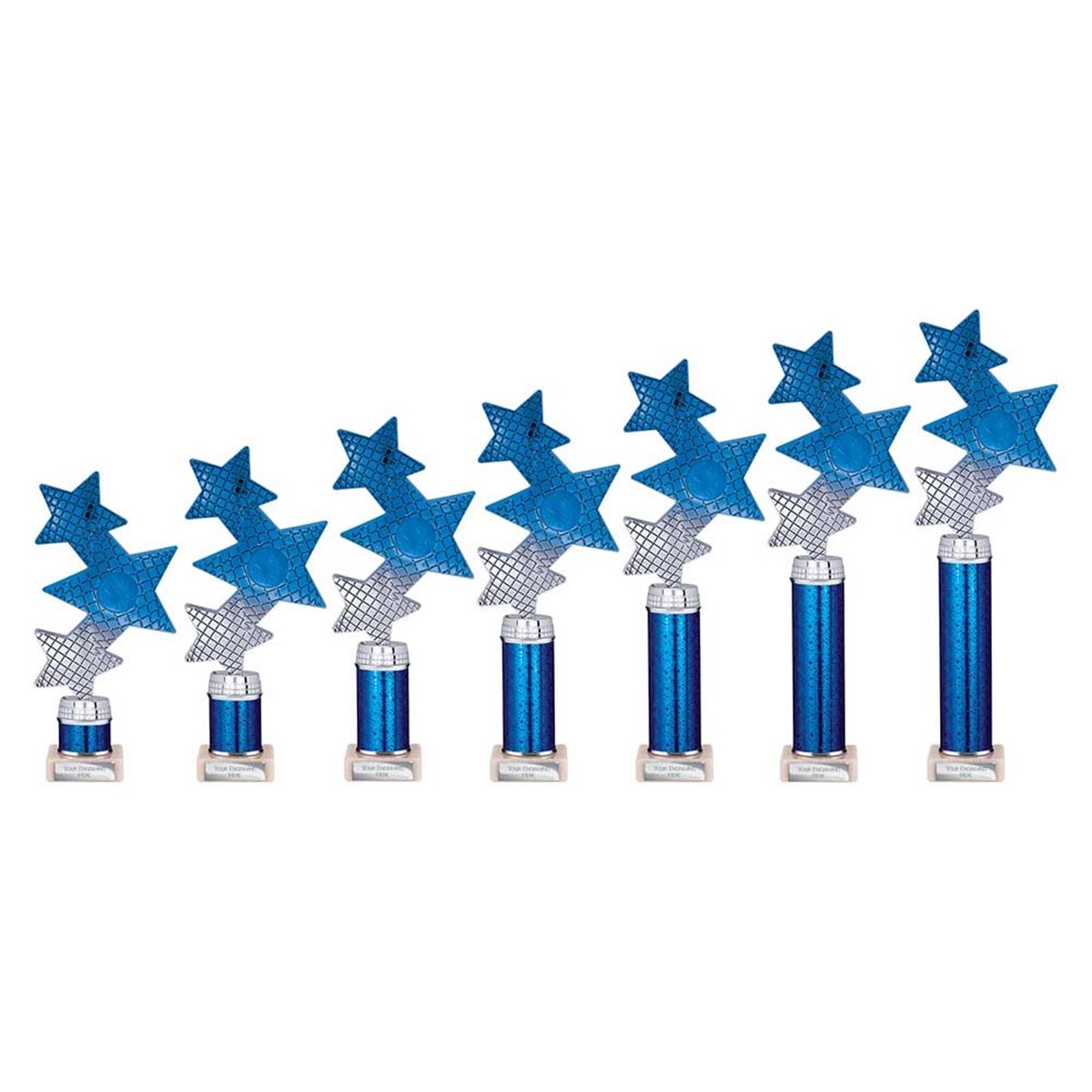 Blue Trinity Star Column Award on Marble Base TR25599