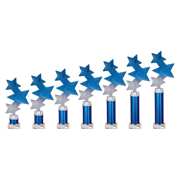 Blue Trinity Star Column Award on Marble Base TR25599