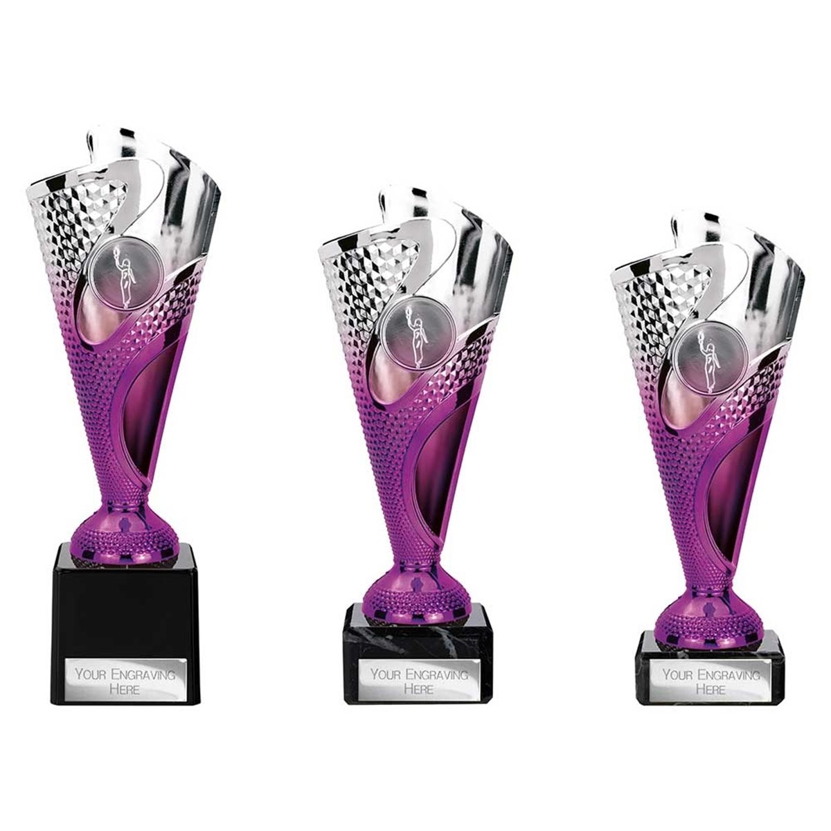 Purple & Silver Award on Black Marble Base TR25561