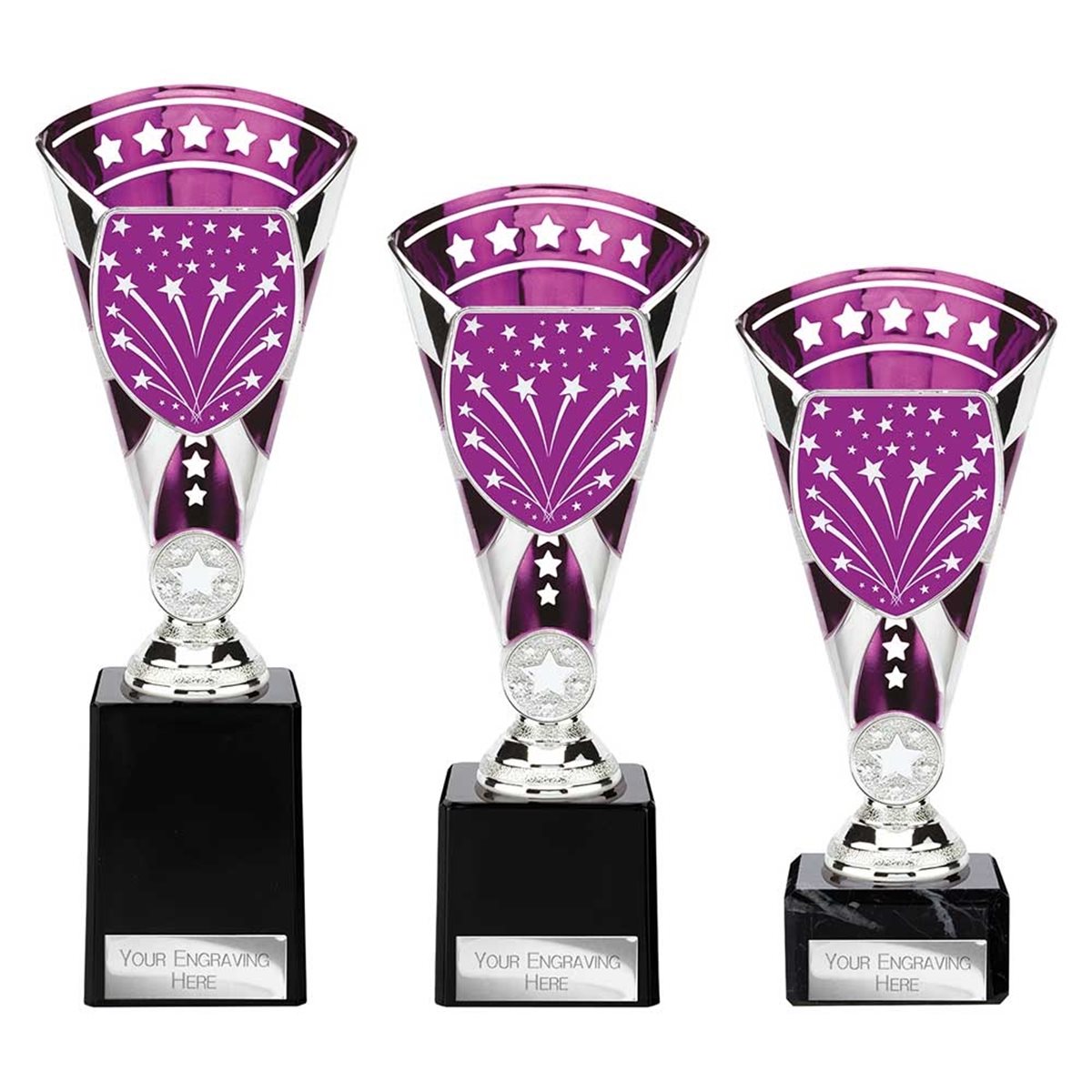 Silver & Purple Premium Star Award on Marble Base TR25665