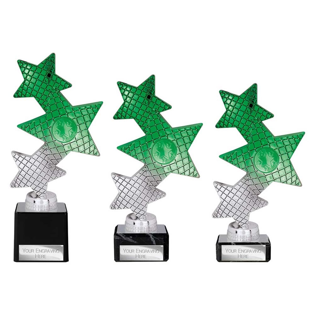 Silver & Green Premium Star Award on Marble Base TR25596