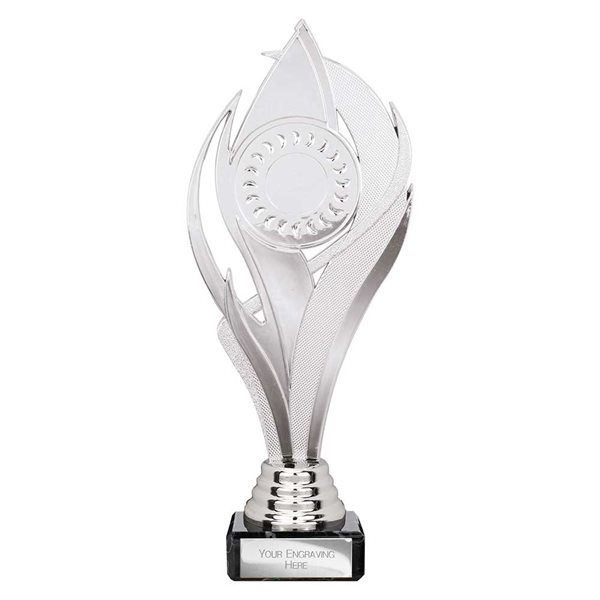 Silver Plastic Trophy on Black Marble Base TR25540