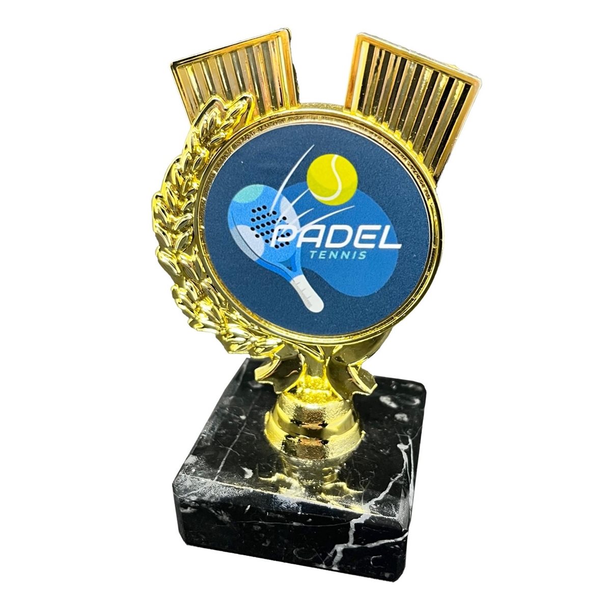 Padel Gold Plastic Wreath Award on Black Marble Base TR1656