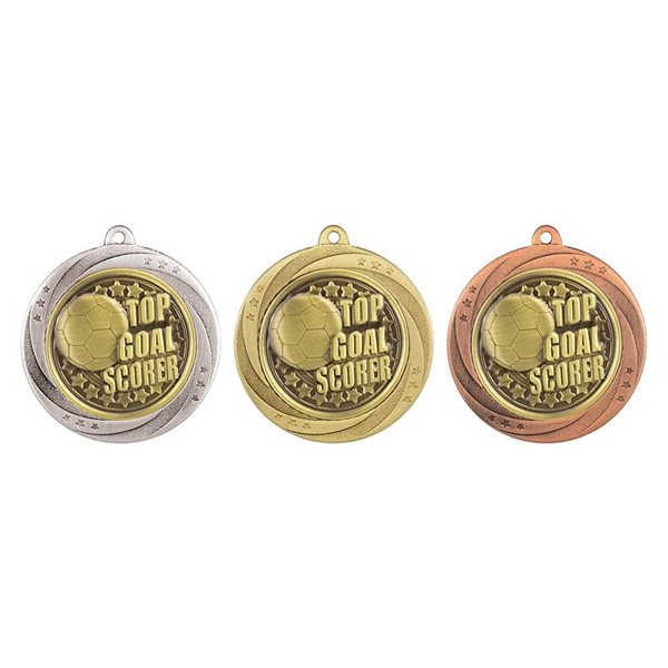 Superstar 60mm Top Goal Scorer Medal in Gold, Silver & Bronze MM25060