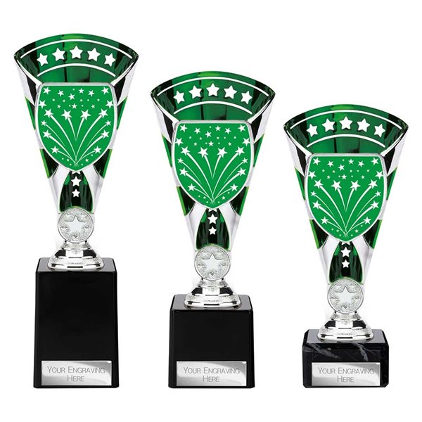 Silver & Green Premium Star Award on Marble Base TR25667