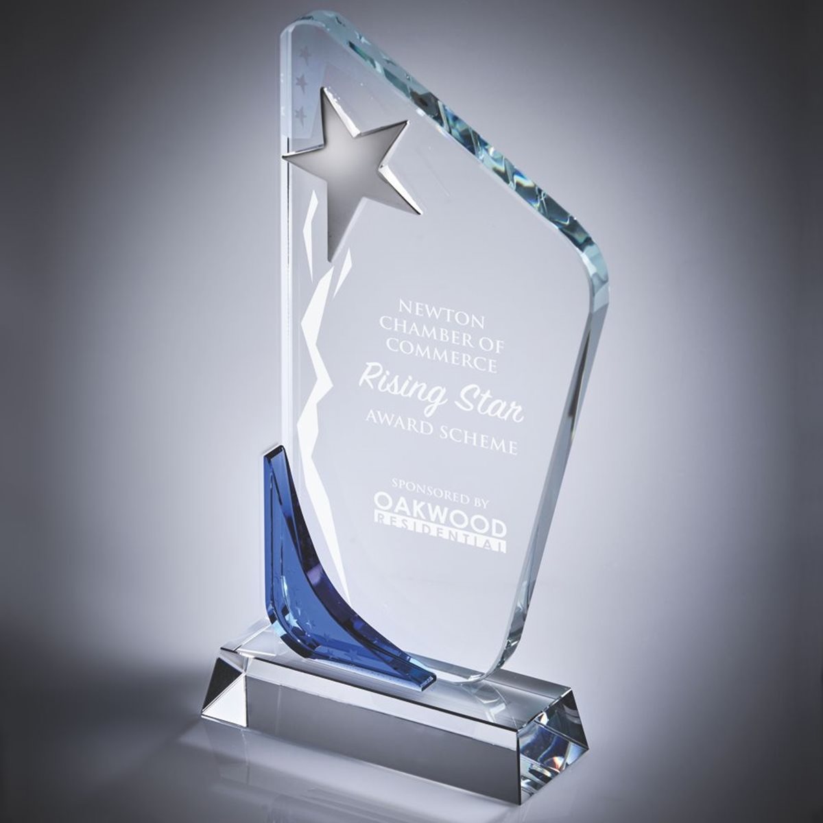 Crystal Award 10mm thick with Chrome Star in Presentation Case T.4069