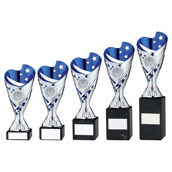 Silver & Blue Premium Plastic Award on Marble Base JR34-TYC958