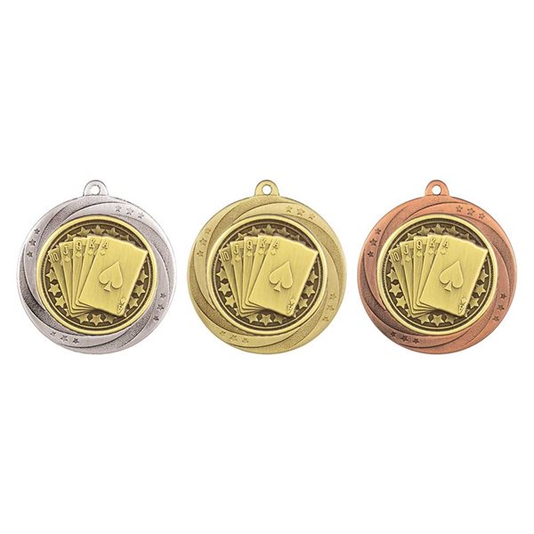 Superstar 60mm Poker Medal in Gold, Silver & Bronze MM25039