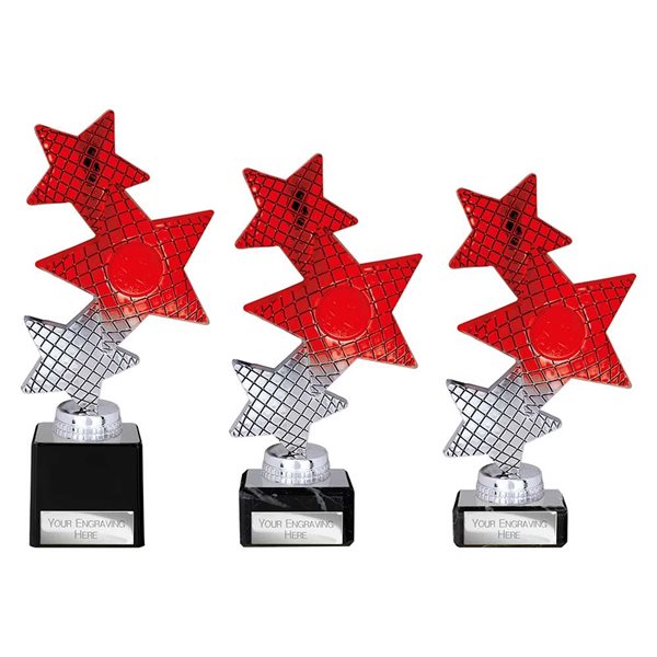 Silver & Red Premium Star Award on Marble Base TR25593