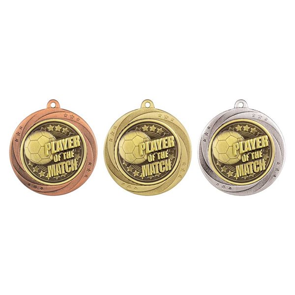 Superstar 60mm Player Of The Match Medal in Gold, Silver & Bronze MM25055