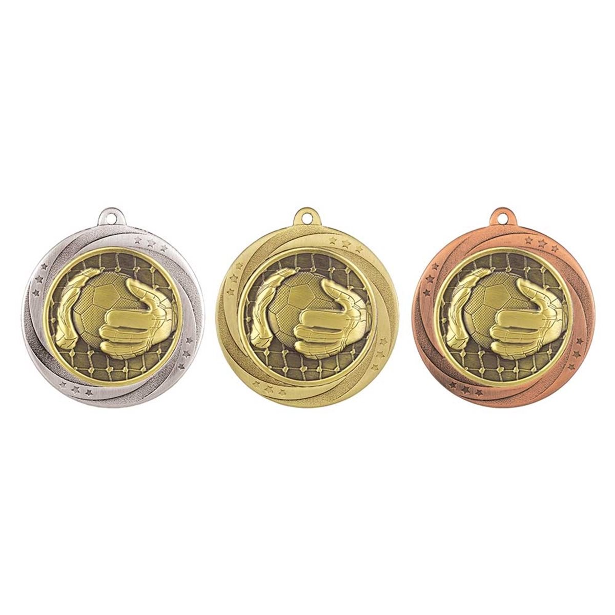 Superstar 60mm Goalkeeper Medal in Gold, Silver & Bronze MM25050