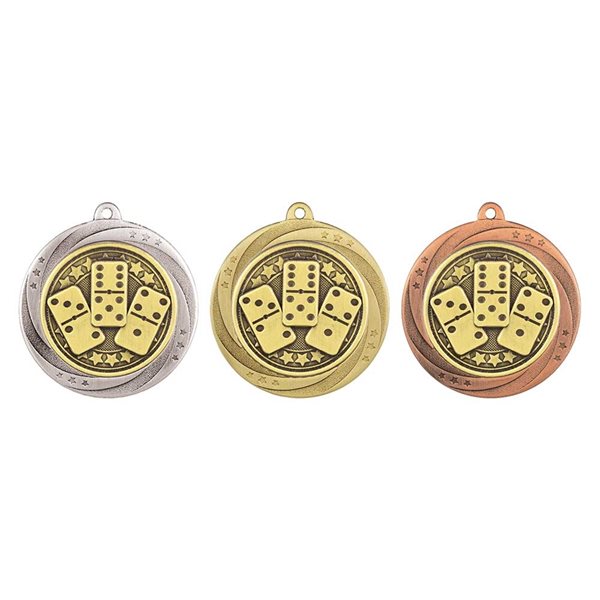 Superstar 60mm Dominoes Medal in Gold, Silver & Bronze MM25047