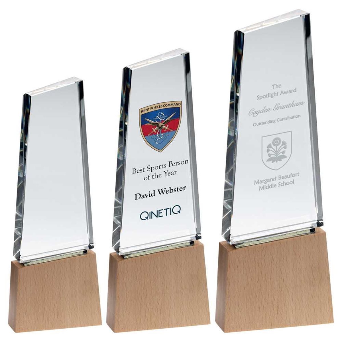 Colour Printed Glass Pointed Tower Award (32mm Thick) GW03