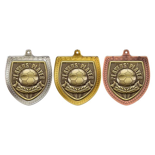 Players Player 75mm Cobra Shield Medal in Gold, Silver & Bronze MM25110