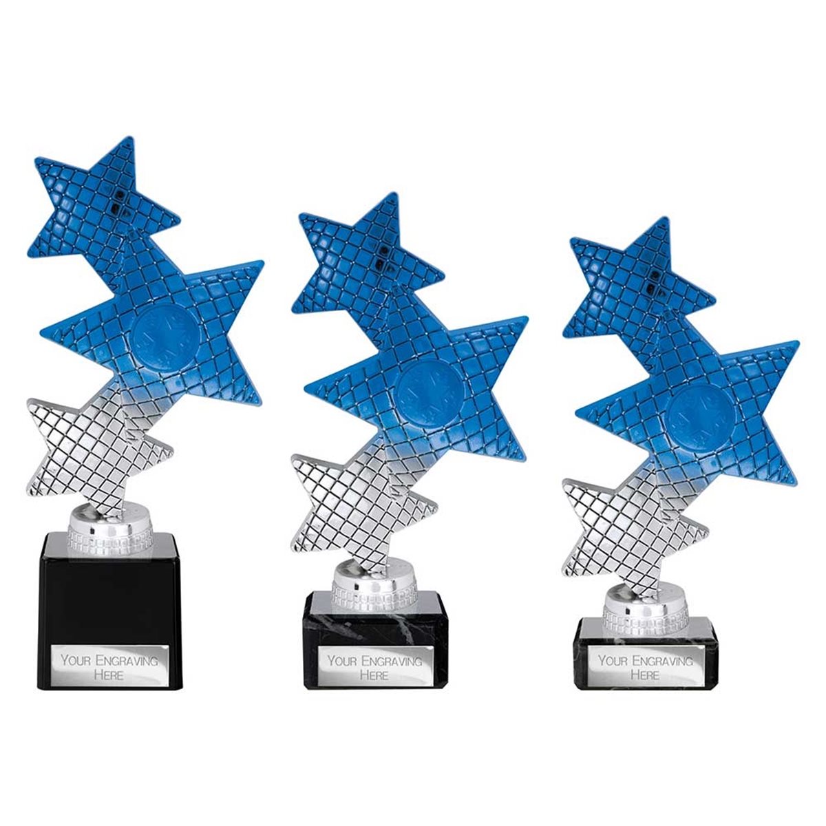 Silver & Blue Premium Star Award on Marble Base TR25592