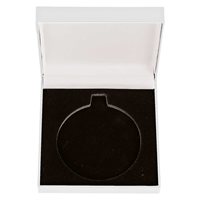 White Leatherette Medal Box Fits 50mm Medal MB25231A