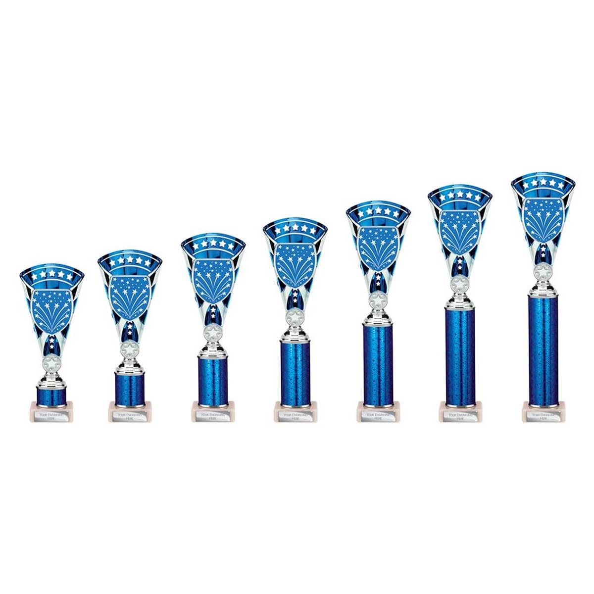 Blue Premium Star Column Award on Marble Base TR25640