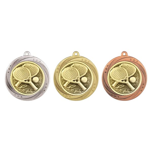 Superstar 60mm Padel Medal in Gold, Silver & Bronze MM25071