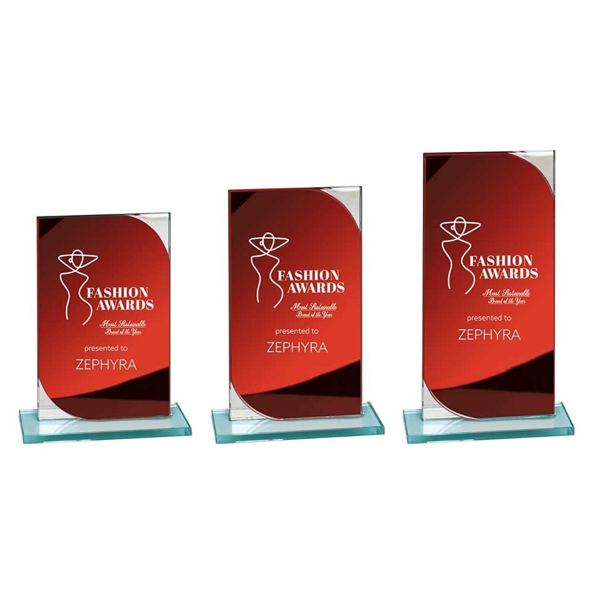 Red Mirrored Glass Award 8mm thick CR25116