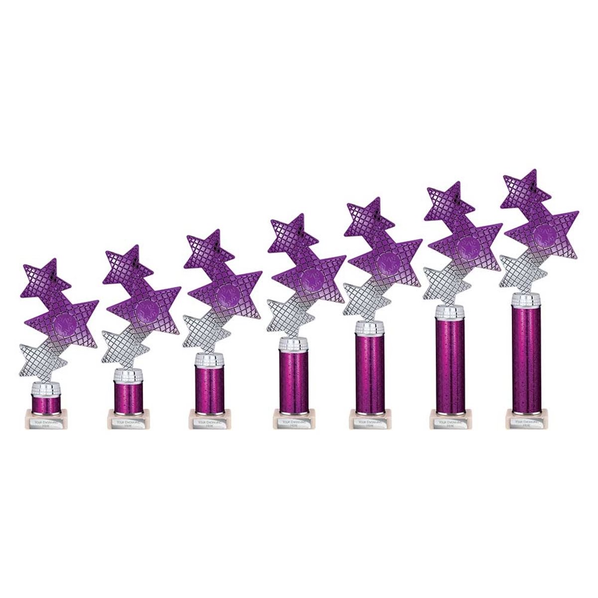 Purple Trinity Star Column Award on Marble Base TR25601