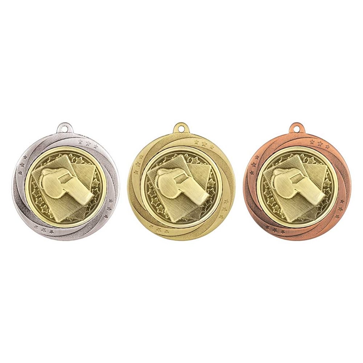 Superstar 60mm Referee Medal in Gold, Silver & Bronze MM25423