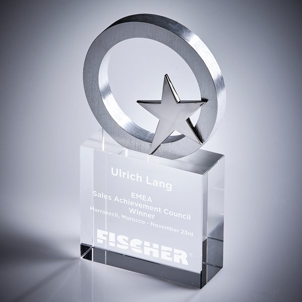 Round Crystal Star Award 30mm Thick in Presentation Case T.4079